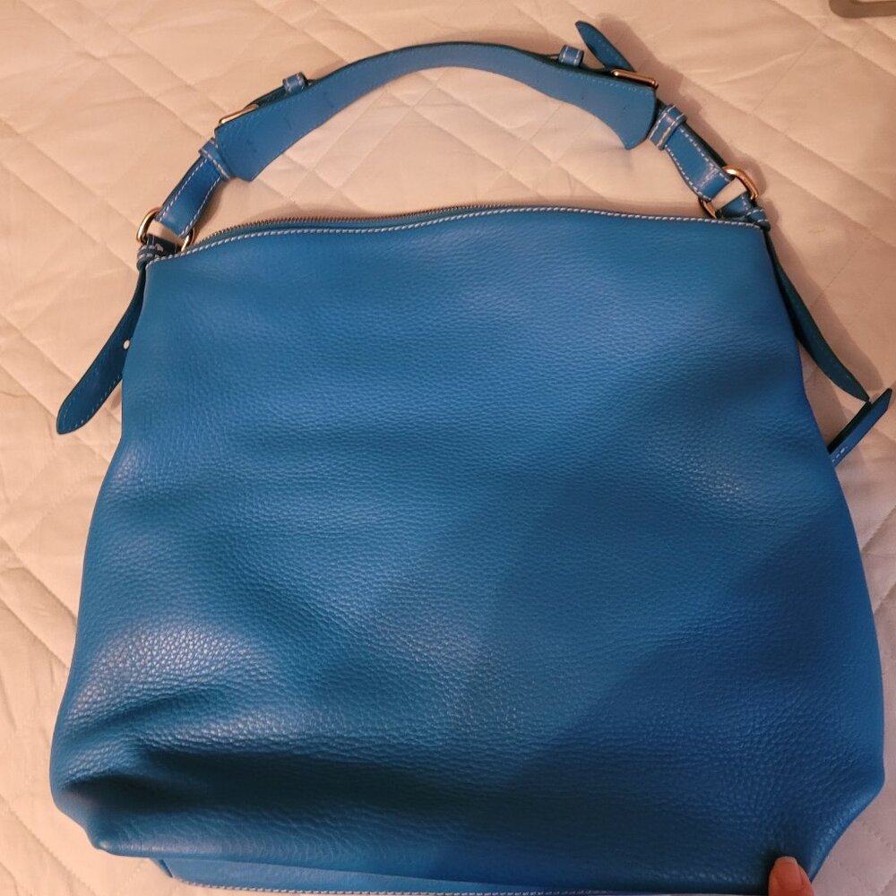 Dooney & Bourke Blue Leather Medium Pocket Sac Handbag - Picture 2 of 8